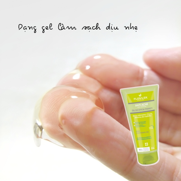  Sữa rửa mặt dạng gel cho da dầu mụn Floslek Anti Acne 24h System Face Cleansing Gel 200ml 