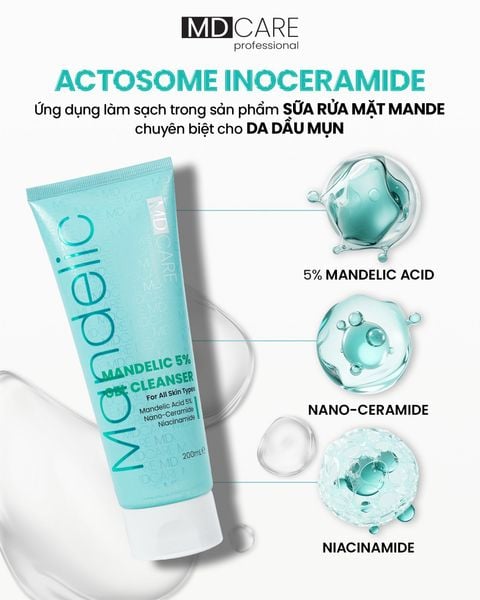  (TẶNG KÈM 2 MIẾNG MẶT NẠ MD CARE) Sữa Rửa Mặt Dạng Gel MD CARE Mandelic 5% Gel Cleanser 30ml/ 200ml 