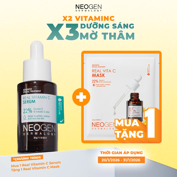  (Tặng 1 mặt nạ Neogen) Tinh Chất Dưỡng Sáng, Chống Lão Hóa Neogen Real Vitamin C 22% & Kakadu Serum 32g 