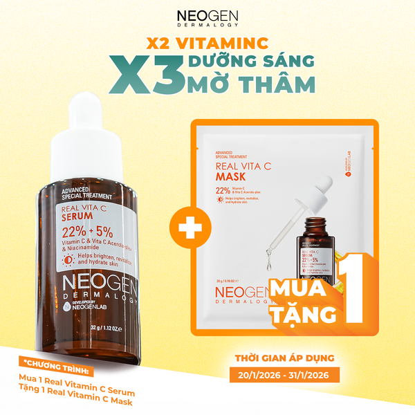  (Tặng mặt nạ Neogen) Tinh Chất Dưỡng Trắng, Mờ Thâm Neogen Dermalogy Real Vitamin C Serum 32g 