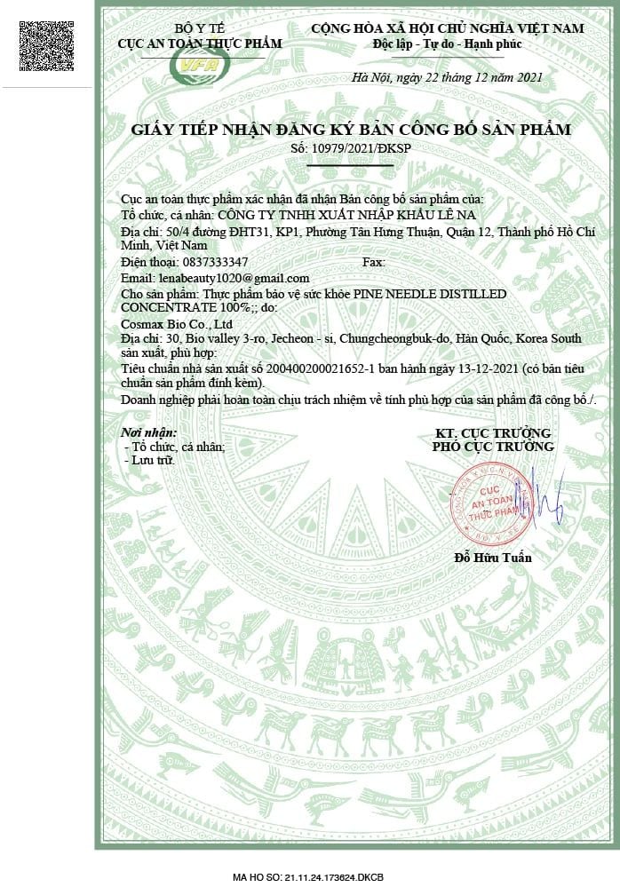  Tinh dầu thông đỏ Kwangdong Pine Needle Distilled Concentrate 100% 450mg (120 viên) 