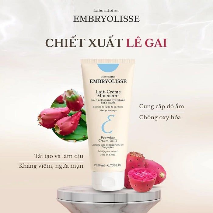  Sữa rửa mặt cấp ẩm, sạch sâu Embryolisse Foaming Cream Milk 200ml 