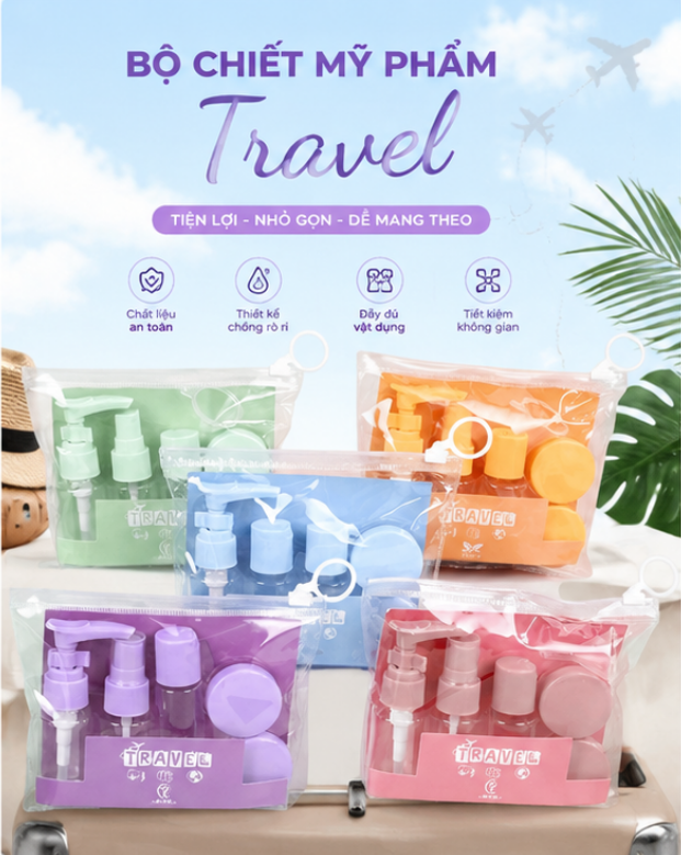  Bộ 5 Chai Lọ Chiết Mỹ Phẩm Du Lịch 