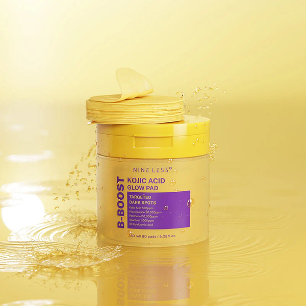  Toner Pad Giảm Thâm Nám, Dưỡng Sáng Nineless B-Boost Kojic Acid Glow Pad 180ml (80 miếng) 