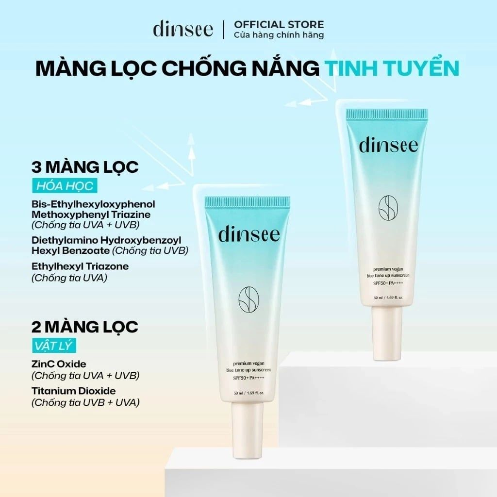 Kem Chống Nắng Dinsee Premium   Vegan Sunscreen SPF50+ PA++++ 50ml 