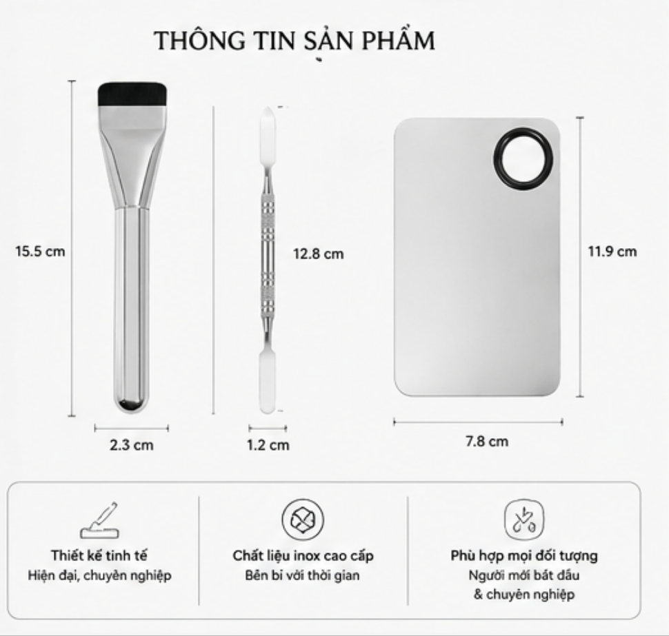 (SET 3 MÓN KHAY+THANH TRỘN+CỌ DÀN NỀN) Bộ Dụng Cụ Hỗ Trợ Trang Điểm Chuyên Nghiệp 