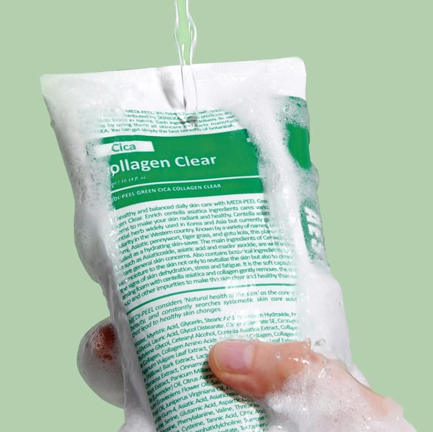  (XANH LÁ) Sữa Rửa Mặt Medi Peel Green Cica Collagen Clear Gel Cleanser 2.0 