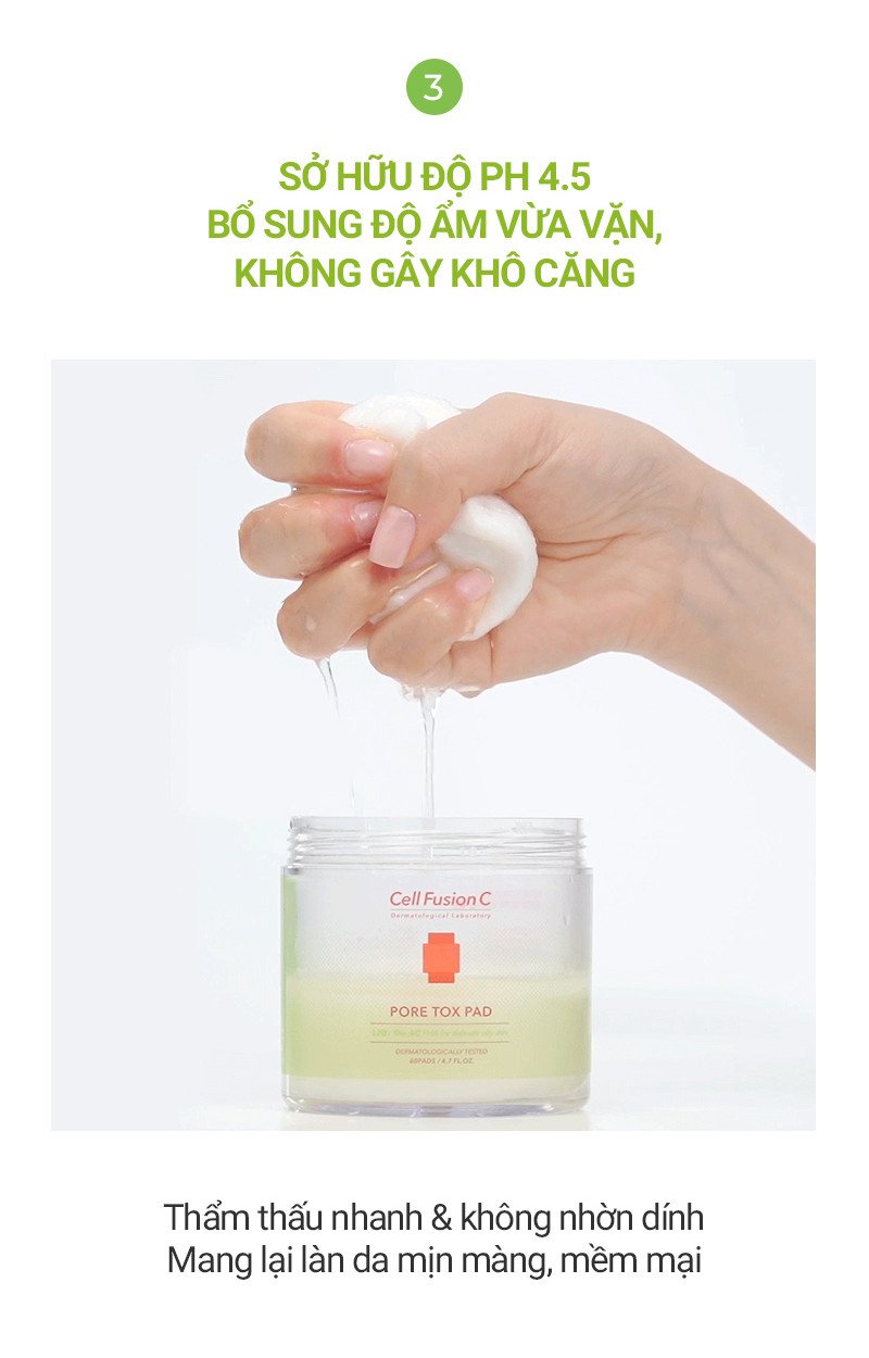  Toner Pad Dưỡng ẩm, Kiềm Dầu Cell Fusion C PORE TOX Pad (60 miếng) 