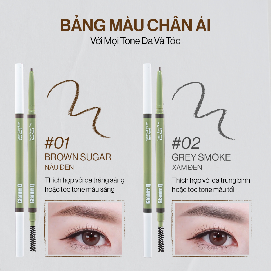  Chì Kẻ Mày Thuần Chay Glamrr Q Vegan Super Stay Brow Pencil 