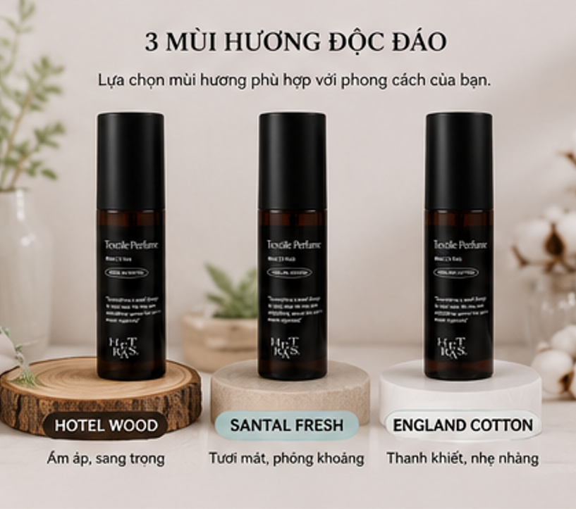  Xịt Thơm Quần Áo Hetras Textile Perfume England Cotton 80ml 