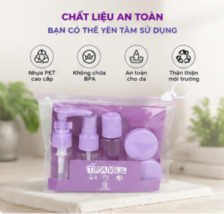  Bộ 5 Chai Lọ Chiết Mỹ Phẩm Du Lịch 