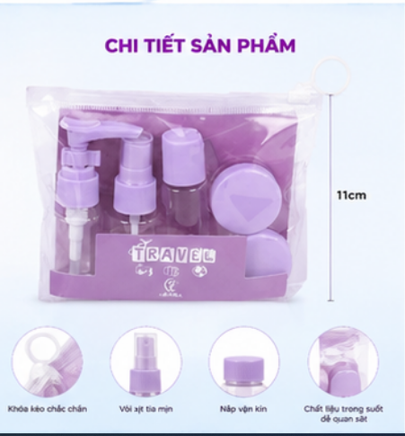  Bộ 5 Chai Lọ Chiết Mỹ Phẩm Du Lịch 