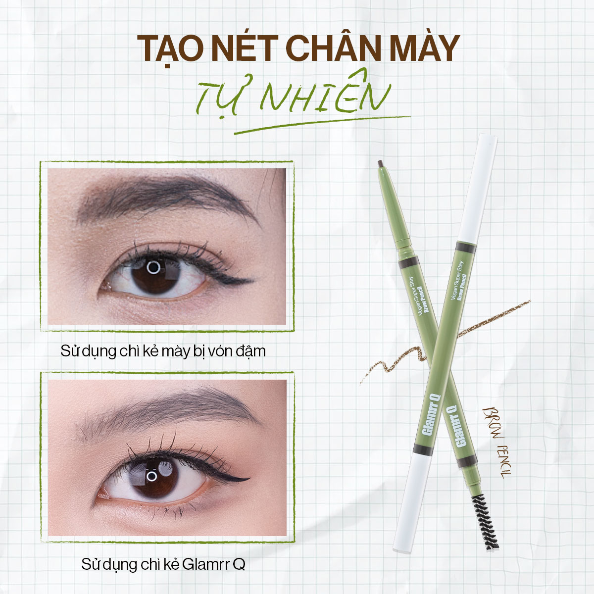  Chì Kẻ Mày Thuần Chay Glamrr Q Vegan Super Stay Brow Pencil 