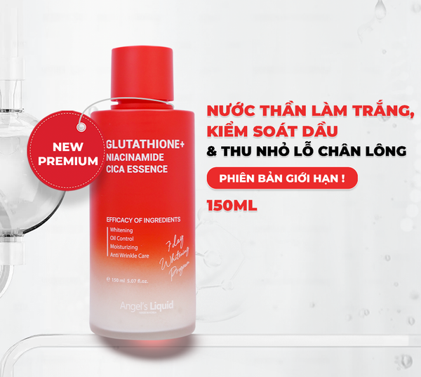  Nước Thần Dưỡng Trắng, Kiềm Dầu Angel's Liquid Glutathione+ Niacinamide Cica Essence 150ml (Bản ĐỎ) 