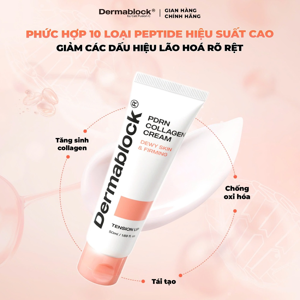 Kem Dưỡng Căng Bóng, Trẻ Hóa Chuyên Sâu Dermablock PDRN Collagen Cream 50ml 