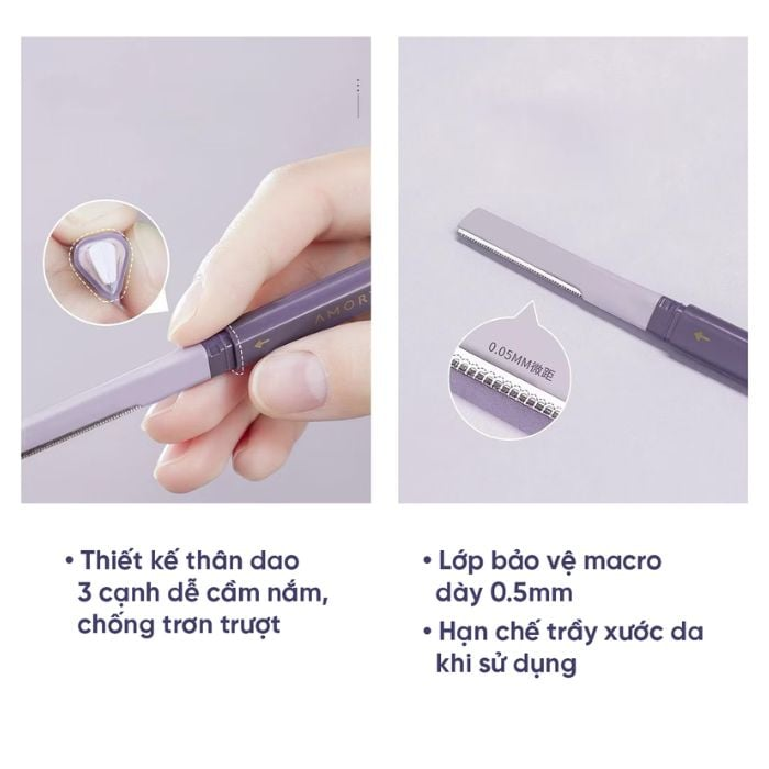  (TÚI 1 DAO) Dao Cạo Lông Mày 2 Đầu Amortals Double Headed Macro Eyebrow Razor 