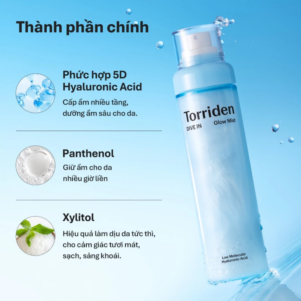  Xịt khoáng dưỡng ẩm, căng bóng Torriden Dive In Glow Mist 50ml/ 120ml 