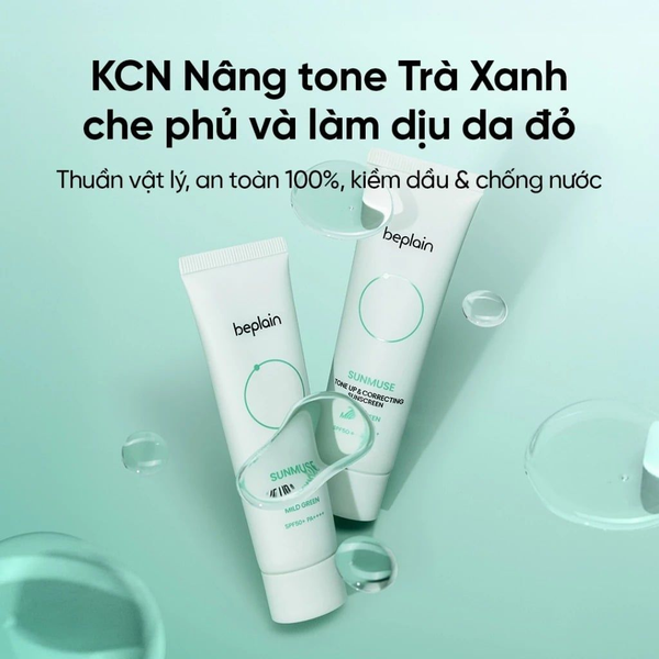  (XANH NGỌC) Kem Chống Nắng Dịu Da Beplain Sunmuse Tone Up & Correcting Sunscreen MILD GREEN SPF50+ PA++++ 50ml 