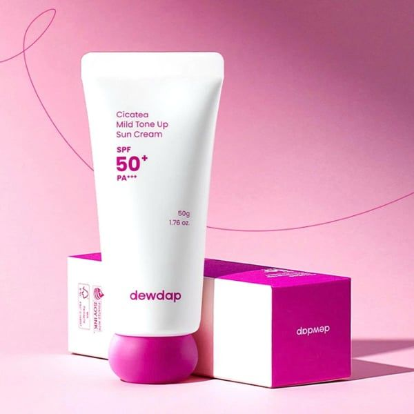  (HỒNG) Kem Chống Nắng Nâng Tone Trắng Hồng Cho Da Nhạy Cảm Dewdap Cicatea Mild Tone Up Sun Cream SPF50+ PA+++ 50g 