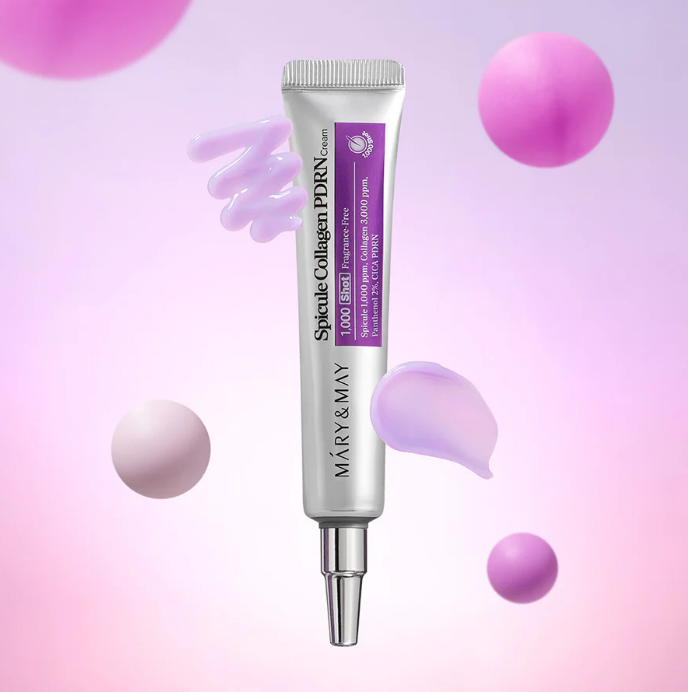  (TÍM) Kem Dưỡng Vi Kim Mary&May 1000 Shot Spicule Collagen PDRN 15g 