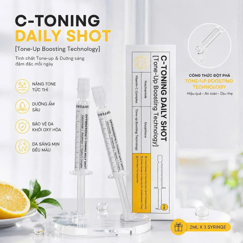  (Hộp 2 ống 2.5ml) Bút Xóa Nám Dưỡng Da Differ&Deeper C Toning Daily Shot 