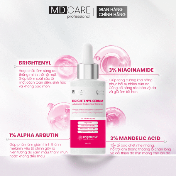  (TẶNG KÈM 2 MIẾNG MẶT NẠ MD CARE) Tinh Chất Làm Sáng, Mờ Thâm MD CARE Brightenyl Serum 30ml 