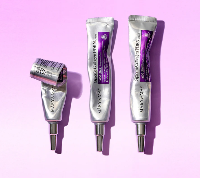  (TÍM) Kem Dưỡng Vi Kim Mary&May 1000 Shot Spicule Collagen PDRN 15g 