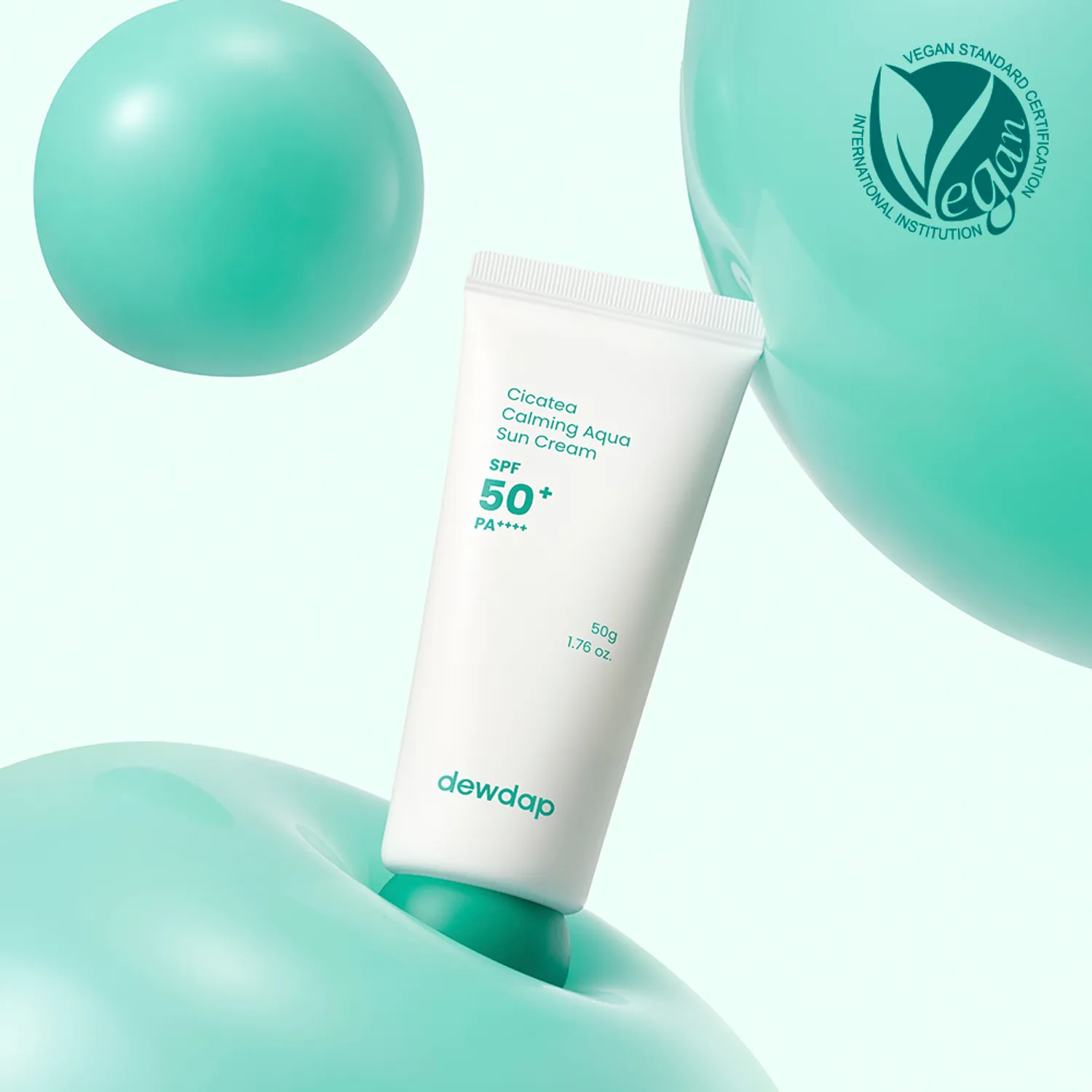  (XANH) Kem Chống Nắng Dưỡng Ẩm, Làm Dịu Da Mụn Nhạy Cảm Dewdap Cicatea Calming Aqua Sun Cream SPF50+ PA++++ 50g 