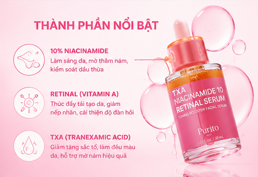  Tinh Chất Purito TXA Niacinamide 10 Retinal Serum 30ml 