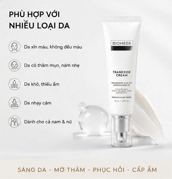  Kem Dưỡng Sinh Học Biomeek Sáng Da Mờ Thâm Biomeek Tranexide Cream 50ml 