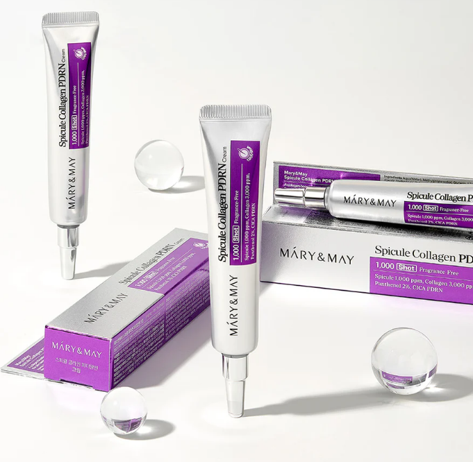 (TÍM) Kem Dưỡng Vi Kim Mary&May 1000 Shot Spicule Collagen PDRN 15g 