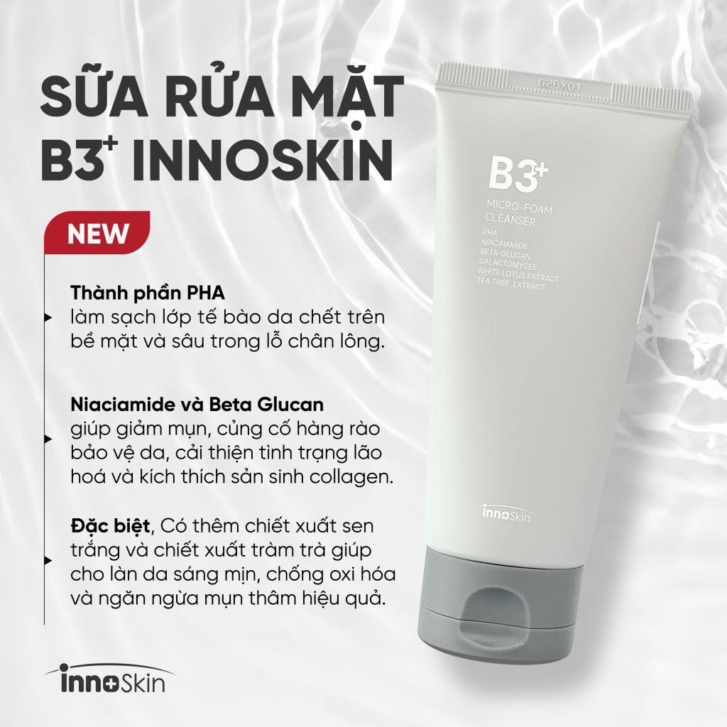  Sữa Rửa Mặt Cấp Ẩm Innoskin B3 Micro Foam Cleanser 130ml 