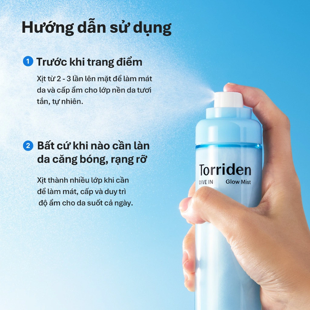  Xịt khoáng dưỡng ẩm, căng bóng Torriden Dive In Glow Mist 50ml/ 120ml 