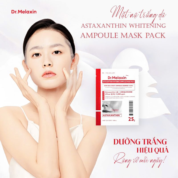  (1 MIẾNG) Mặt Nạ Dr.Melaxin Dưỡng Trắng Dr.Melaxin Astaxanthin Whitening Ampoule Mask Pack 25g 