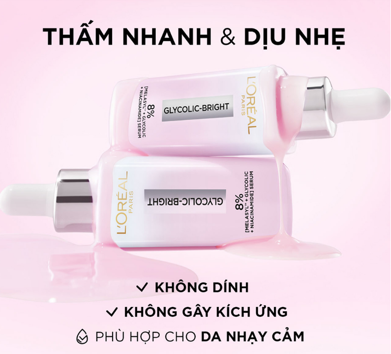  (Mẫu mới) Tinh Chất Dưỡng Sáng L'Oréal LOREAL Glycolic Bright Anti Dark Spot Brightening Serum 30ml 