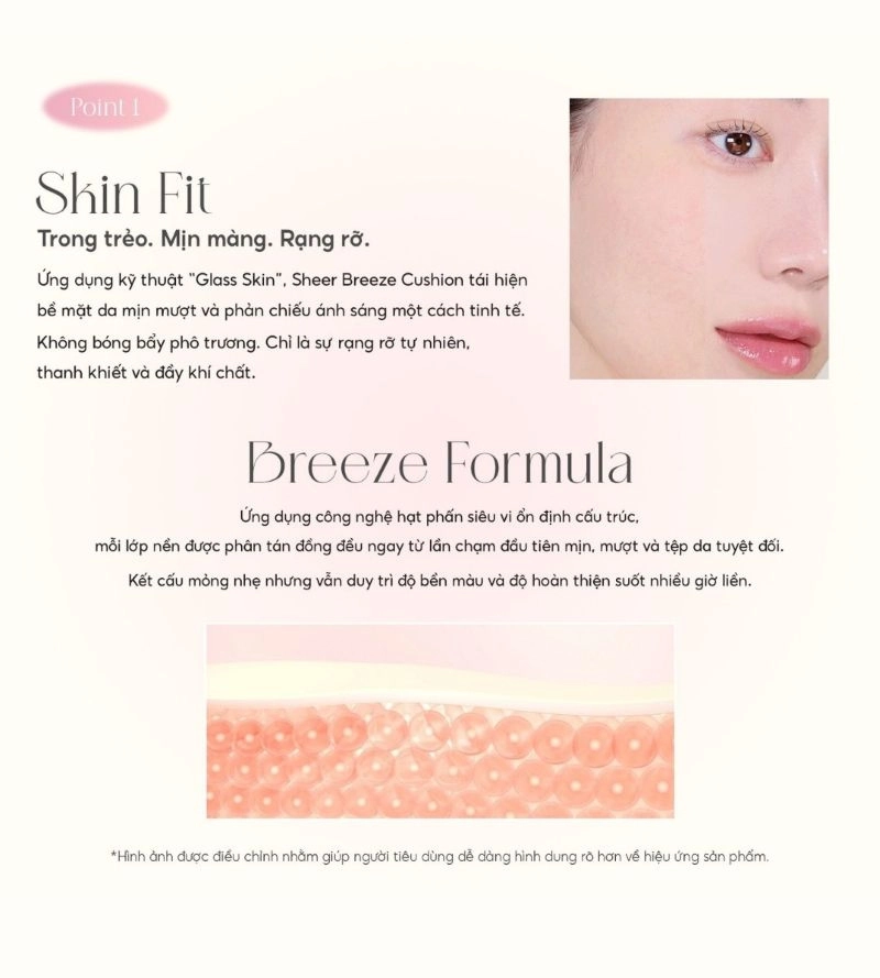  Phấn nước bắt sáng, căng bóng Aperire Sheer Breeze Cushion SPF50+ PA++++ 13g 