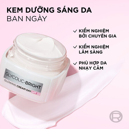  Kem Dưỡng Sáng Da Ban Ngày L'Oréal LOREAL Glycolic Bright Glowing Cream DAY SPF30 50ml 