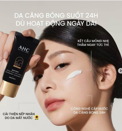  Kem Chống Nắng Phổ Rộng, Căng Bóng AHC Master Aqua Rich Sun Cream 30ml 