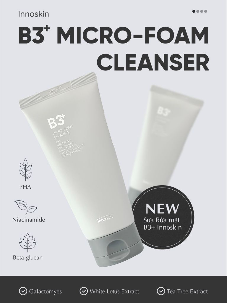  Sữa Rửa Mặt Cấp Ẩm Innoskin B3 Micro Foam Cleanser 130ml 