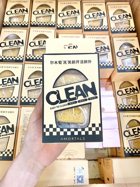  (Hộp Vàng - Chiếc Dép) Set 3 bông mút rửa mặt Amortals Easy To Clean 