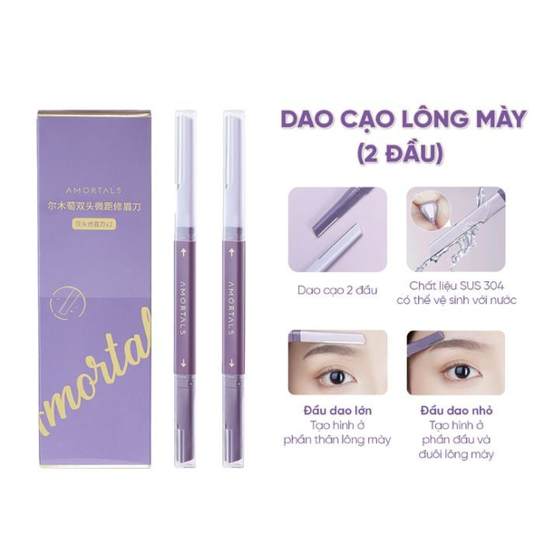  Bộ 2 Dao Cạo Lông Mày 2 Đầu Amortals Double Headed Macro Eyebrow Razor 