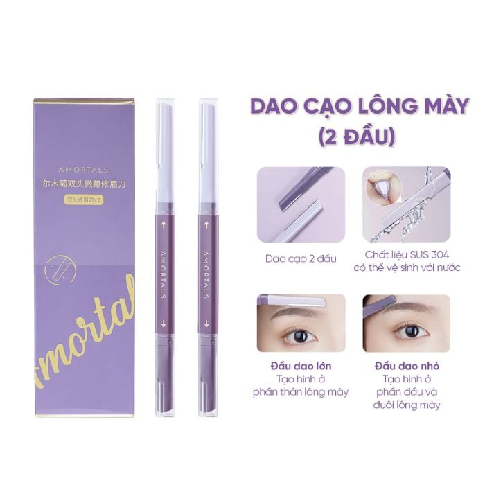  Bộ 2 Dao Cạo Lông Mày 2 Đầu Amortals Double Headed Macro Eyebrow Razor 