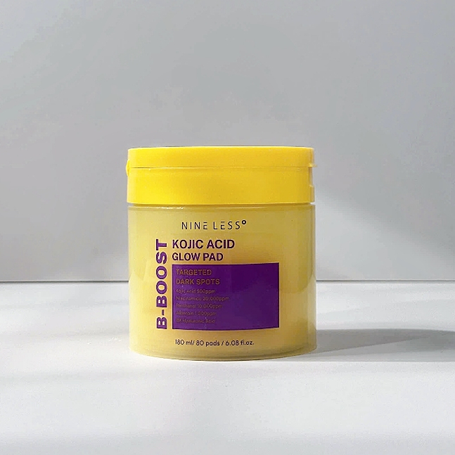  Toner Pad Giảm Thâm Nám, Dưỡng Sáng Nineless B-Boost Kojic Acid Glow Pad 180ml (80 miếng) 