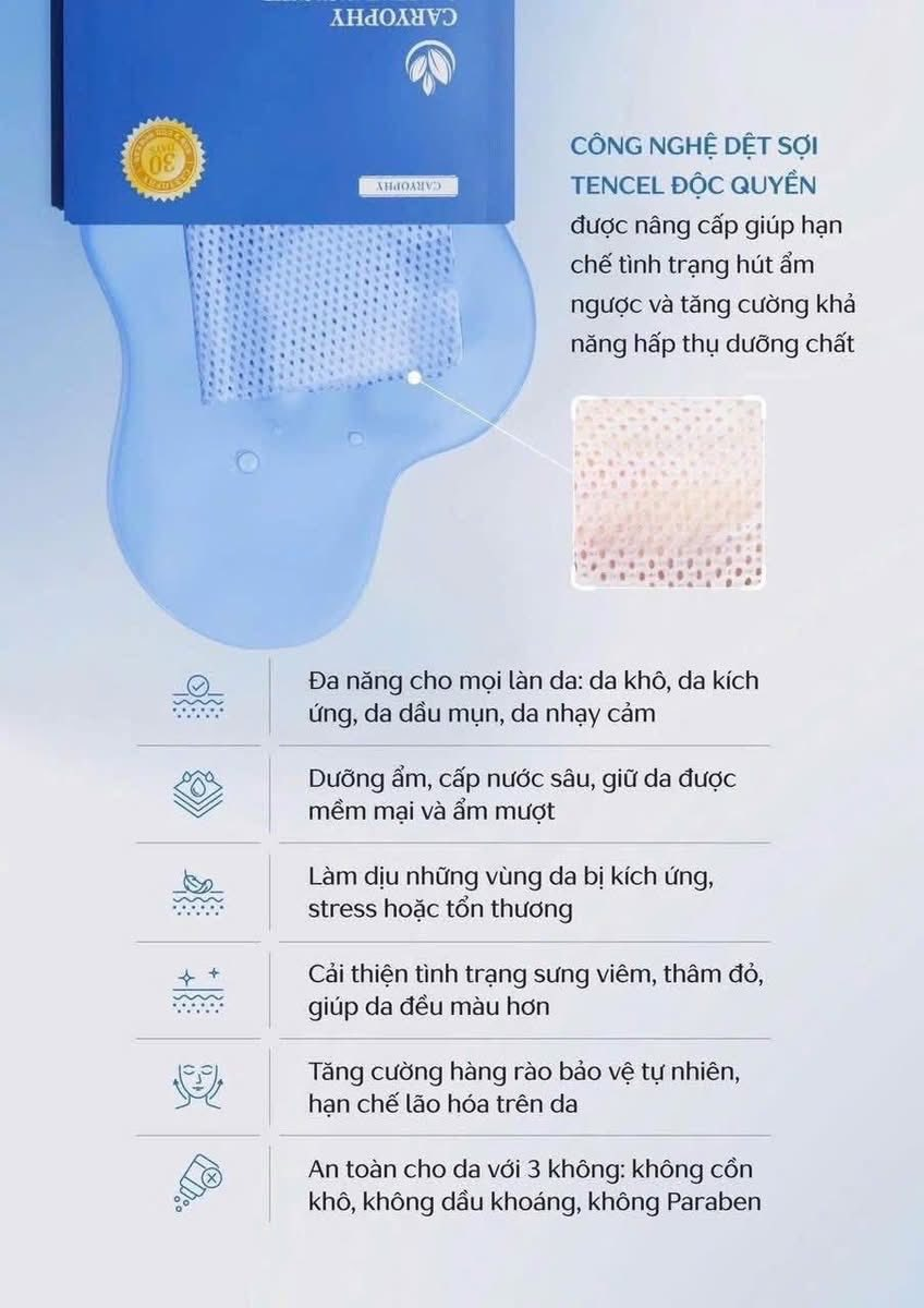  (XANH DƯƠNG) Mặt Nạ Giấy Phục Hồi Da Caryophy Skin Repair Mask Sheet 25g 