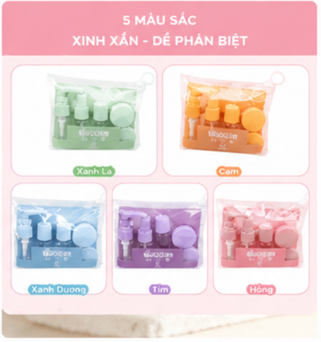  Bộ 5 Chai Lọ Chiết Mỹ Phẩm Du Lịch 