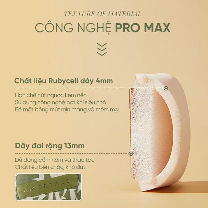  Bộ 2 Bông Mút+Cọ Che Khuyết Điểm Tán Kem Nền Dạng Lỏng Amortals 100% Powder Puff 