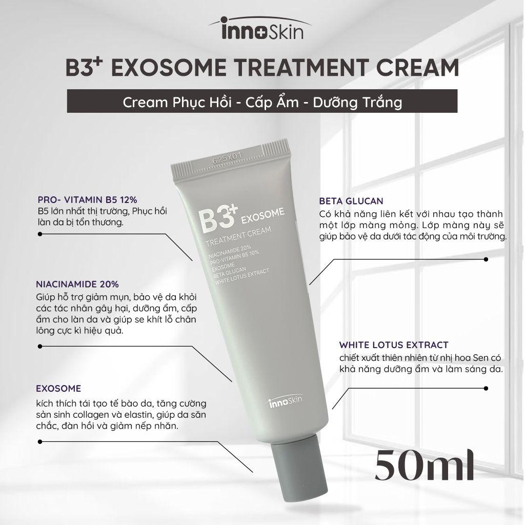  Kem Dưỡng Ẩm Sáng Da Innoskin B3 Exosome Treatment Cream 50ml 