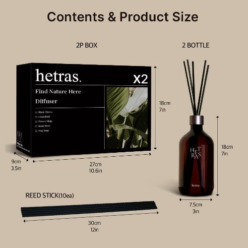  Bộ Tinh Dầu Nước Hoa Khuếch Tán Hương Thơm Hetras Premium Diffuser 500ml - Objet Diffuser 200ml 