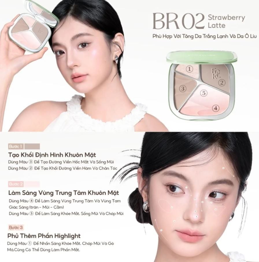  Phấn tạo khối 4 ô Focallure 4 Color Highlighter Contour Palette 15.5g 