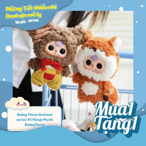 Mô hình đồ chơi Blind box Gấu bông Baby Three V3 Animal Party ( Bữa Tiệc Hóa Thân Động Vật ) BABY THREE